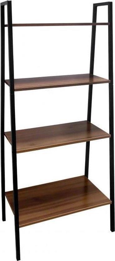 Open boekenkast met 4 schappen - bruin & zwart, Huis en Inrichting, Kasten | Boekenkasten, Nieuw, Ophalen of Verzenden