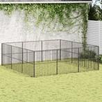 vidaXL Parc pour chien 12 panneaux noir acier galvanisé, Verzenden