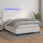 vidaXL Boxspring met matras en LED kunstleer wit 140x200 cm, Verzenden, Nieuw