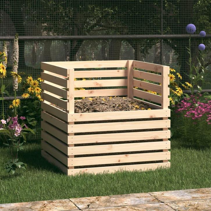 vidaXL Compostbak 80x80x78 cm massief grenenhout, Tuin en Terras, Overige Tuin en Terras, Nieuw, Verzenden
