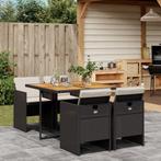 vidaXL 5-delige Tuinset met kussens poly rattan zwart, Tuin en Terras, Verzenden, Nieuw, Tuinset
