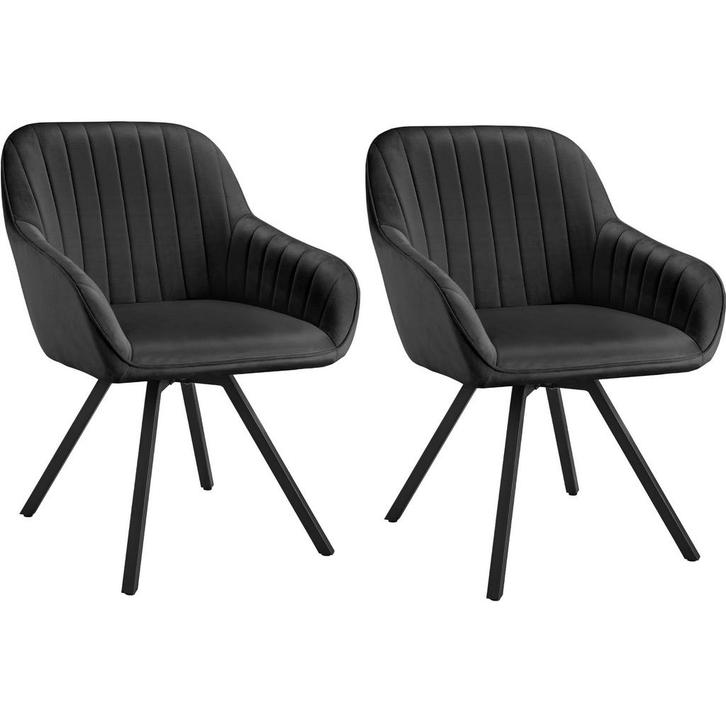 tectake Draaibare fluwelen stoel Snug, gestoffeerd - zwart,, Huis en Inrichting, Stoelen, Verzenden