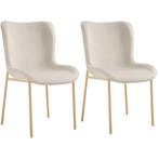 tectake Gestoffeerde stoel Tessa - Fluweellook beige/goud, S, Huis en Inrichting, Stoelen, Verzenden, Nieuw