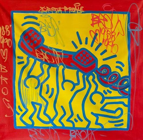 Freda People (1988-1990) - Super Rare Haring XL, Antiek en Kunst, Kunst | Schilderijen | Modern