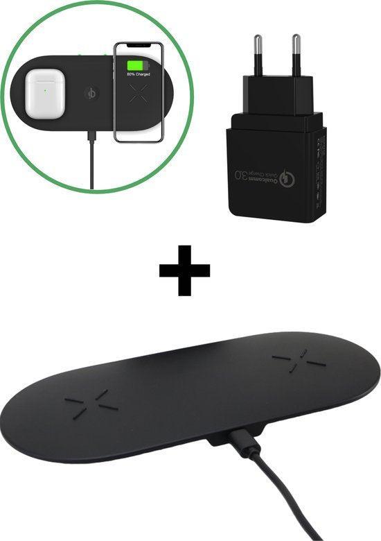 2dekans | iSetchi 2-in-1 Draadloze Qi Oplader (15W, Telecommunicatie, Mobiele telefoons | Telefoon-opladers, Ophalen of Verzenden