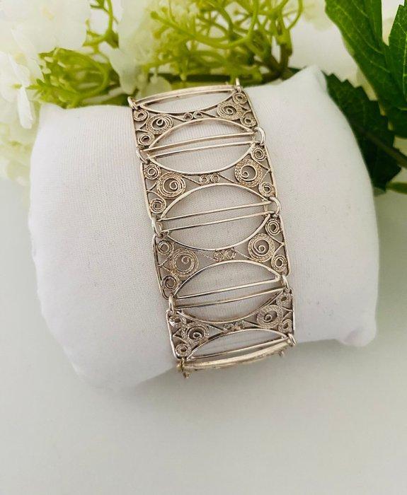 Zilver, Art Deco - Filigraan - Schakelarmband, Antiek en Kunst, Kunst | Designobjecten