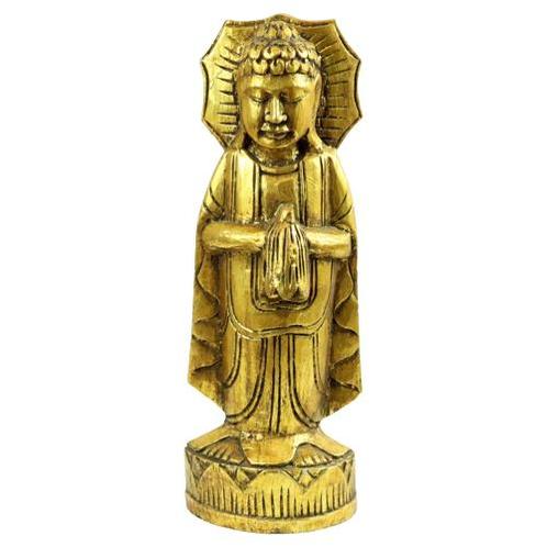 Allergisch moreel Amerika ② Vergulde Staande Boeddha Massief Houten Beeld Thailand 45Cm — Beelden en  Beeldjes — 2dehands