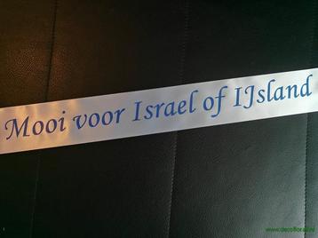 Ivory lint 45 mm met blauwe opdruk +/- 50cm. - eigen tekst
