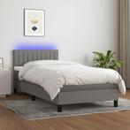 vidaXL Boxspring met matras en LED stof donkergrijs 90x200, Huis en Inrichting, Verzenden, Nieuw