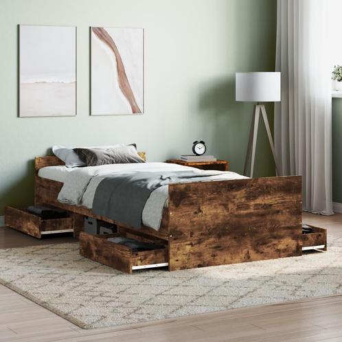 vidaXL Bedframe met hoofd- en voeteneinde gerookt eiken, Huis en Inrichting, Slaapkamer | Bedden, Nieuw, Verzenden