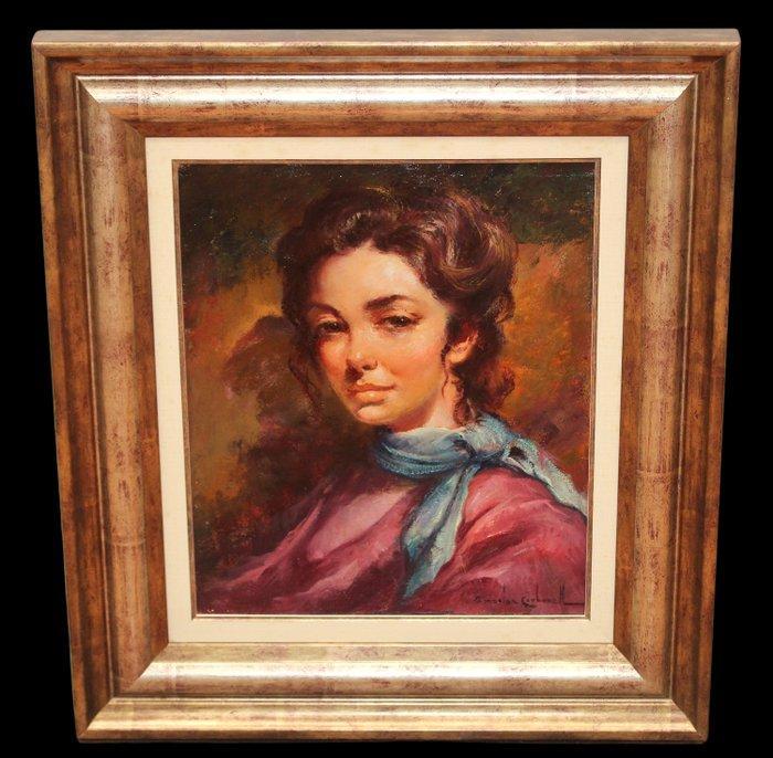 Rosendo González Carbonell (1910-1984) - Retrato de niña, Antiek en Kunst, Kunst | Schilderijen | Klassiek