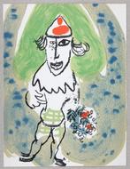 Marc Chagall (1887-1985) - Le clown vert avec bouquet de, Antiek en Kunst