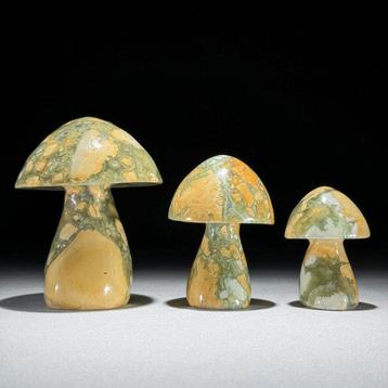 GEEN minimumprijs - Prachtige set van 3 onyx Paddenstoelen-