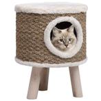 vidaXL Kattenhuis met houten poten 41 cm zeegras, Dieren en Toebehoren, Verzenden, Nieuw