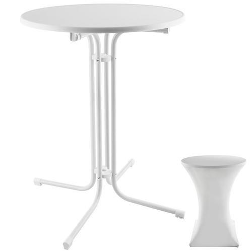 tectake Statafel Eren inklapbaar met hoes 90x110cm - wit, Tuin en Terras, Overige Tuin en Terras, Verzenden