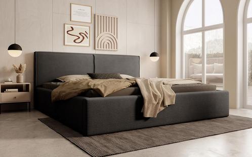 Meubella | Tweepersoonsbed 180x200 zwart ribstof, Maison & Meubles, Chambre à coucher | Lits, Envoi