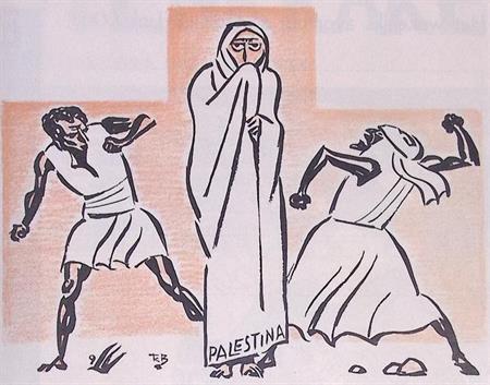 Spotprent over de Arabisch-Palestijnse opstand in 1936, Antiek en Kunst, Kunst | Litho's en Zeefdrukken, Verzenden