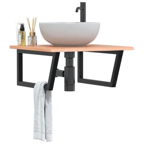 vidaXL Étagère de vasque murale acier et bois de chêne, Maison & Meubles, Tables | Coiffeuses, Neuf, Envoi