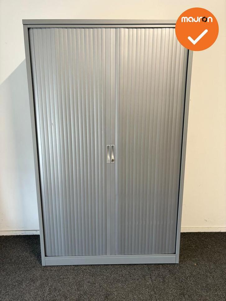 TDS Roldeurkast - 196x120x45cm - Zilvergrijs met kunststof z, Zakelijke goederen, Kantoor en Winkelinrichting | Kantoormeubilair en Inrichting