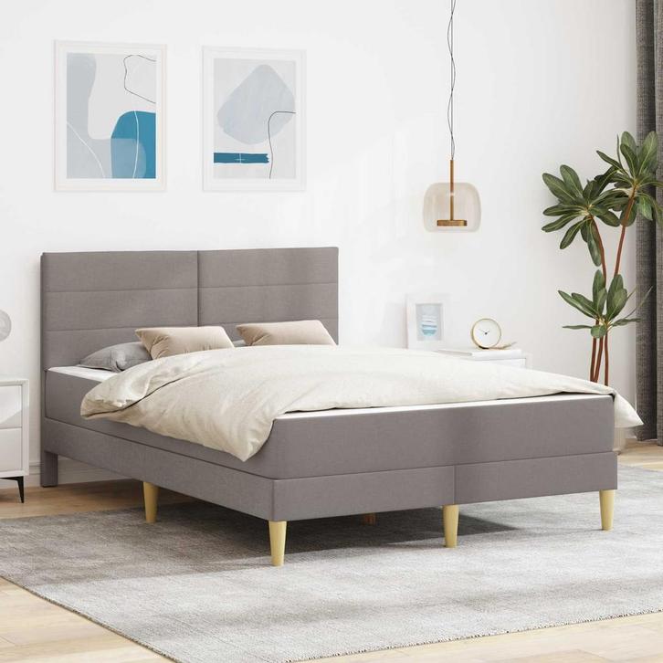 vidaXL Bedframe Taupe 120 x 190 cm Polyester, Huis en Inrichting, Slaapkamer | Matrassen en Bedbodems, Nieuw, Verzenden