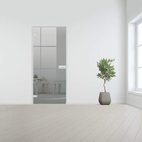 Glazen binnendeur voor stomp kozijn aluminium beslag-Linksdr, Doe-het-zelf en Bouw, Glas en Ramen, Nieuw, Verzenden