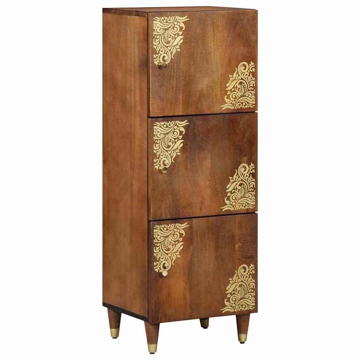 vidaXL Highboard met plank Bruin 40 x 33 x 110 cm Massief, Huis en Inrichting, Woonaccessoires | Cd- en Dvd-rekken, Nieuw, Verzenden