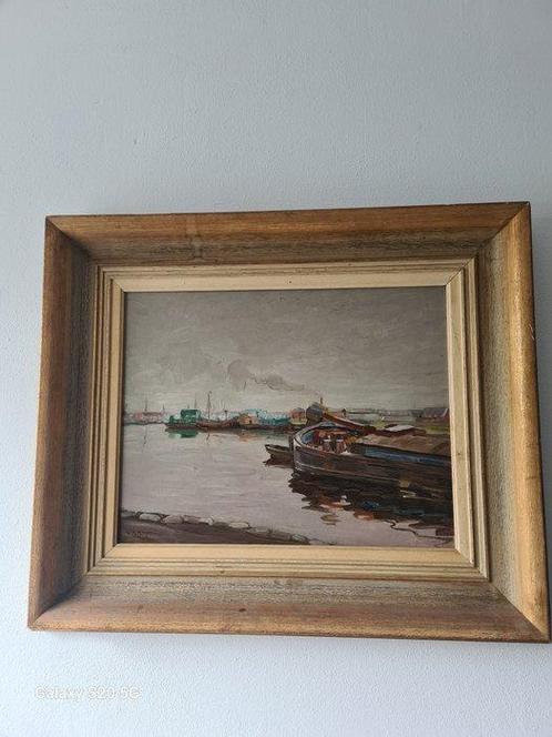 W.A Knip (1883-1967) - Haven met binnenvaart schepen, Antiek en Kunst, Kunst | Schilderijen | Klassiek
