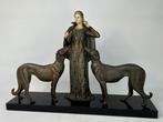 Menneville et Rochard - sculptuur, Mujer Elegante con dos, Antiek en Kunst