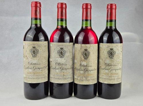 1983 Château Capbern Gasqueton - Saint-Estèphe - 4 Flessen, Verzamelen, Wijnen