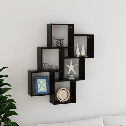 vidaXL Wandschap kubus 78x15x93 cm bewerkt hout zwart, Huis en Inrichting, Kasten | Wandmeubels, Nieuw, Verzenden