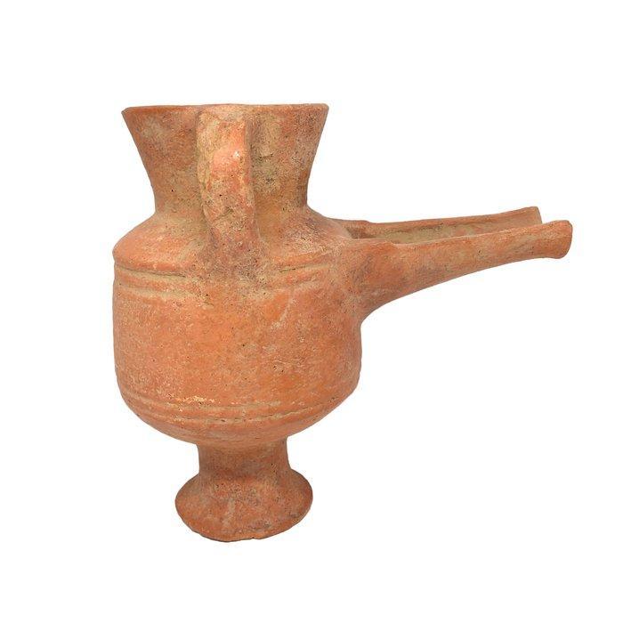 Terre Sainte (cananéen) Pichet en poterie avec entonnoir,, Verzamelen, Mineralen en Fossielen