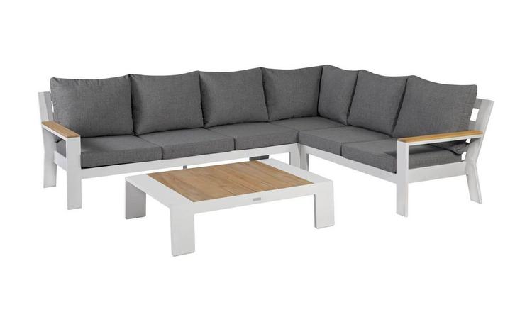 Exotan Valerie hoekbank wit rechts SALE |, Tuin en Terras, Tuinsets en Loungesets