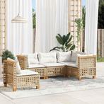 vidaXL 5-delige Loungeset met kussens poly rattan beige, Verzenden, Nieuw, Loungeset