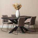 Mangohouten Eettafel Rechthoek Donald 200x100 cm Zwart (6cm), Huis en Inrichting, 100 tot 150 cm, Verzenden, Industriële meubels