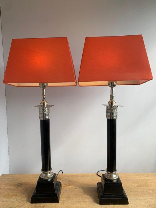 Tafellamp (2) - XL zilver/zwart kleurig bewerkt tafelampen -, Antiek en Kunst, Curiosa en Brocante