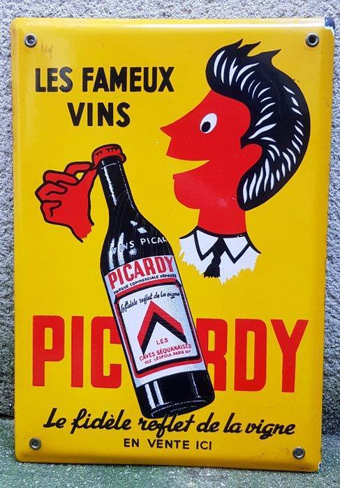 Emaillerie française - Plaque émaillée - VINS PICARDY -, Antiek en Kunst, Antiek | Wandborden en Tegels