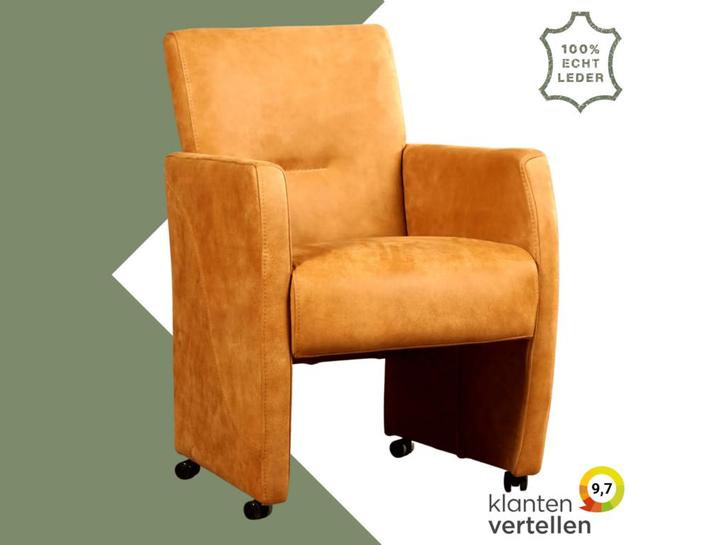 Leren eetkamerstoel Pleasure - Kenia Cognac (cognac) - Met, Huis en Inrichting, Stoelen, Bruin, Eén, Nieuw, Leer, Ophalen of Verzenden