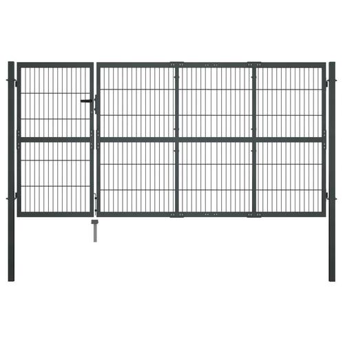 vidaXL Poort met palen 350x120 cm staal antraciet, Tuin en Terras, Tuinpoorten, Nieuw, Verzenden