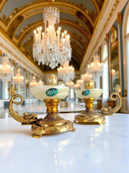 Kandelaar - Messing, Onyx - Italië - Neoclassicisme, Antiek en Kunst, Curiosa en Brocante