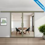 Dubbele stalen Schuifdeuren met koofsysteem 3 Vlaks Olijfgro, Bricolage & Construction