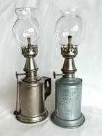 Twee oude Franse olielampjes - Olielamp - PIGEON & BRULOR ,, Antiek en Kunst