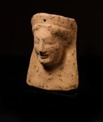 Oud-Grieks Terracotta Vrouwelijk Votiefhoofd - 12.5 cm