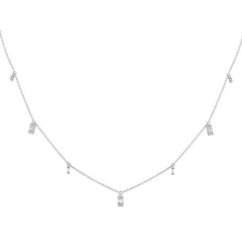 Collier - 14 carats Or blanc, Collier de station en diamant, Handtassen en Accessoires, Kettingen