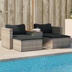 vidaXL 5-delige Loungeset met kussens poly rattan acacia, Tuin en Terras, Tuinsets en Loungesets, Verzenden, Nieuw