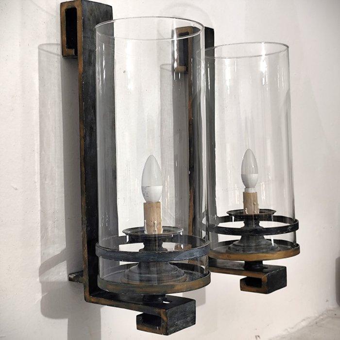 Wandkandelaar (2) - Staal - Vintage wandlampen, Antiek en Kunst, Curiosa en Brocante