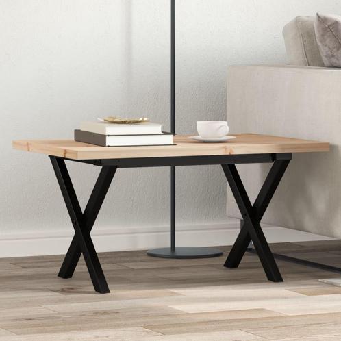 vidaXL Salontafel X-frame 80x50x40,5 cm grenenhout en staal, Huis en Inrichting, Tafels | Eettafels, Nieuw, Verzenden