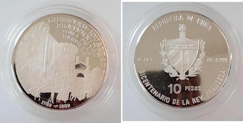 1989 Kuba 10 Pesos Bastille Cuba Piefort Pp zilver, Postzegels en Munten, Munten | Amerika, Verzenden