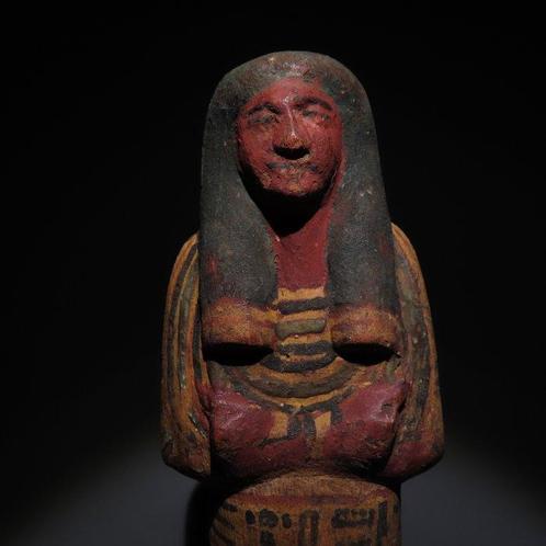 Oud-Egyptisch Hout Ushabti. Nieuwe Koninkrijk, 19e Dynastie,, Verzamelen, Mineralen en Fossielen