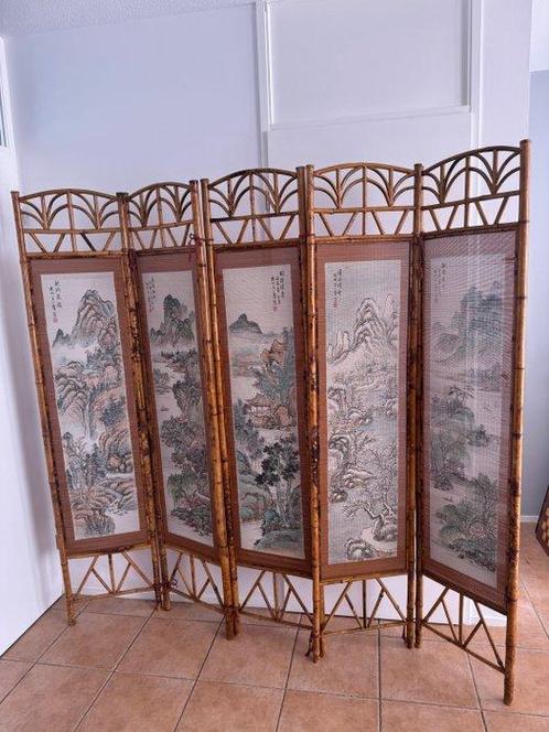 Kamerscherm - Elegante Authentieke Chinese Bamboe, Antiek en Kunst, Kunst | Designobjecten