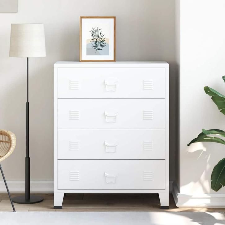 vidaXL Ladekast industrieel 78x40x93 cm metaal wit, Huis en Inrichting, Kasten | Overige, Nieuw, Verzenden